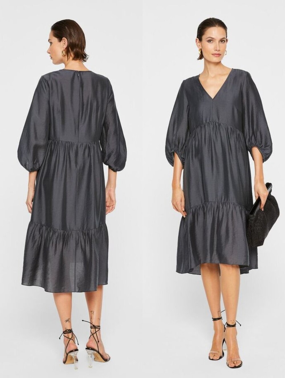 Like New Club Monaco Easy Midi Tiered Dress In Navy - Picture 3 of 16